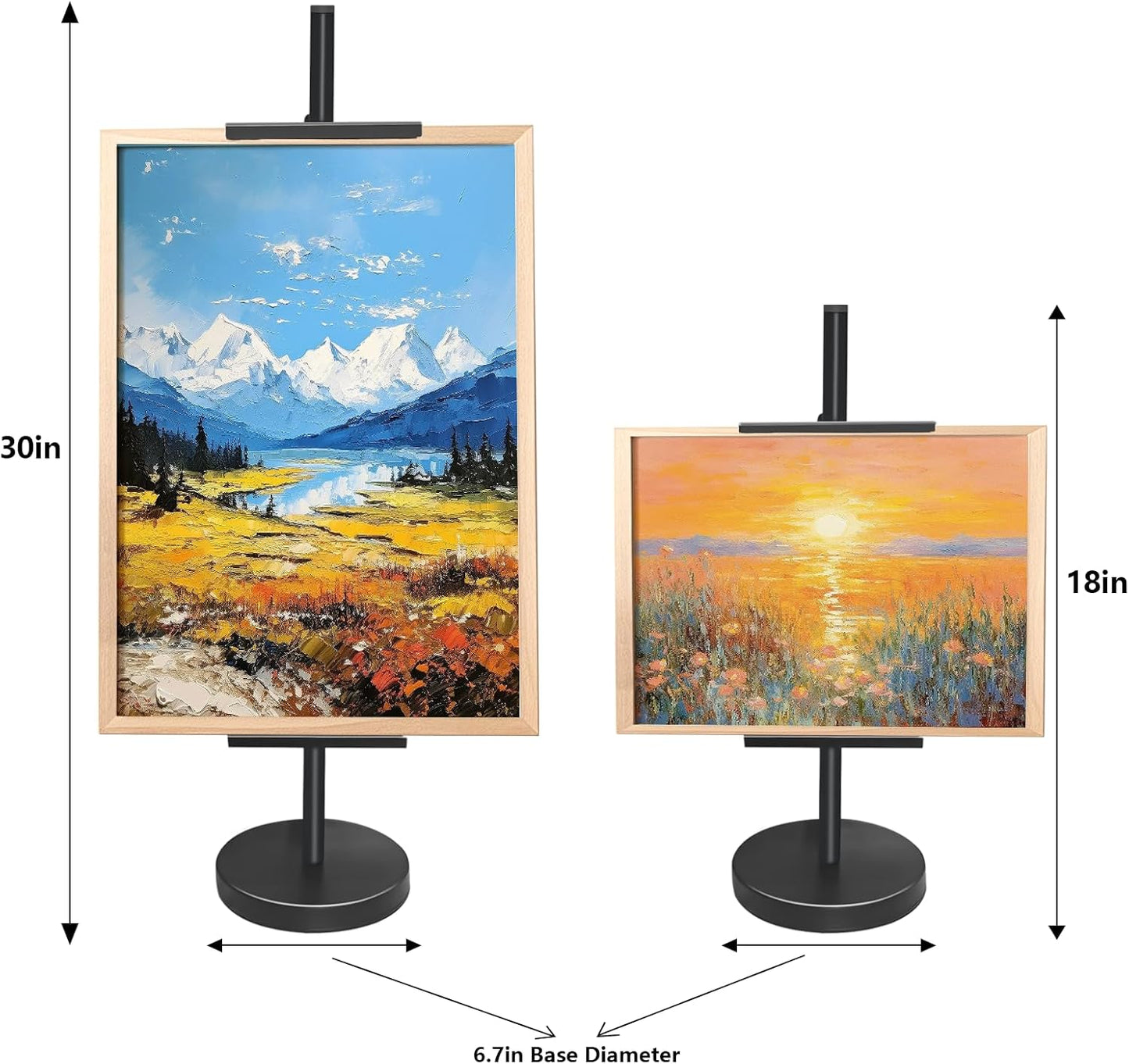 Adjustable Tabletop Easel Stand, Metal Easels for Display, Picture Stands for Display, Heavy Duty Round Base, Larger Non-slip Pads, for Picture, Artwork, Photos,Signs (30in)