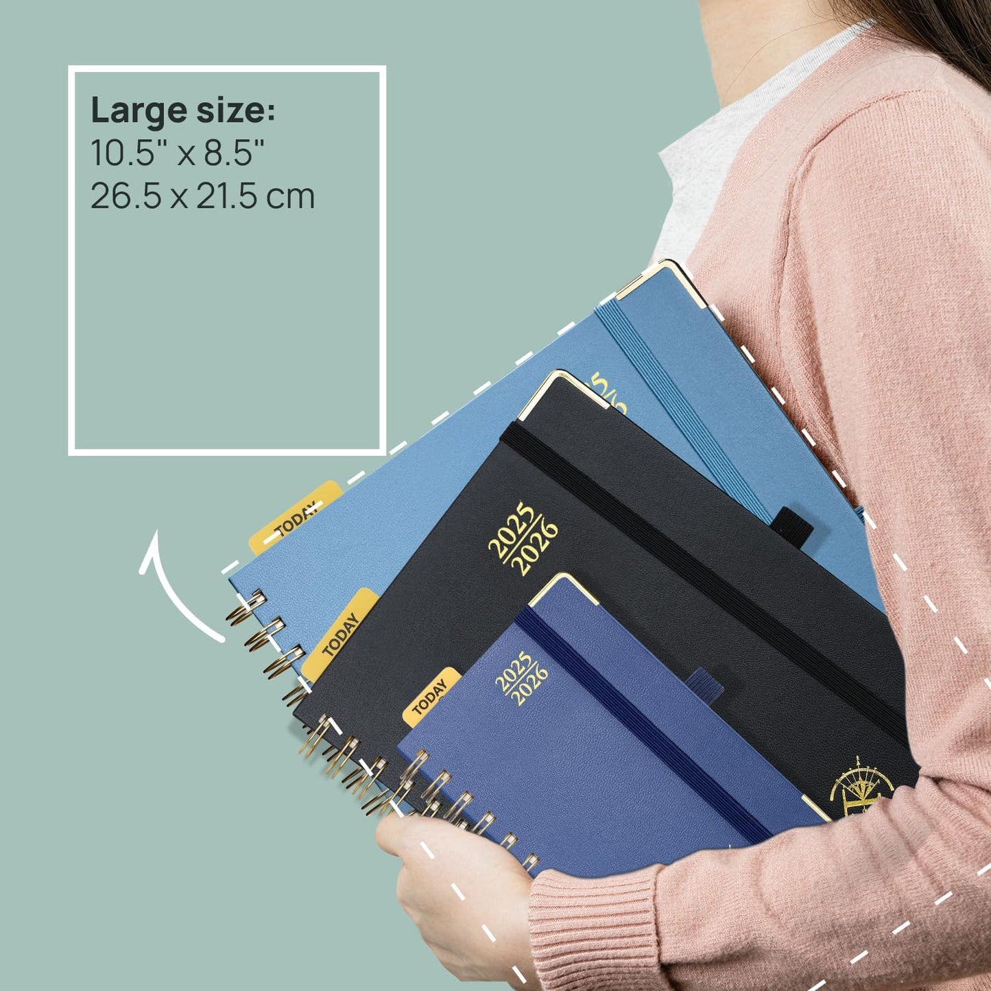 POPRUN Academic Planner 2025-2026 (July 2025-June 2026), Daily Weekly and Monthly Appointment Book (Wirebound Hard Cover - 10'' x 8'') with Hourly Time Slots, Tabs, 100 GSM - Burgundy