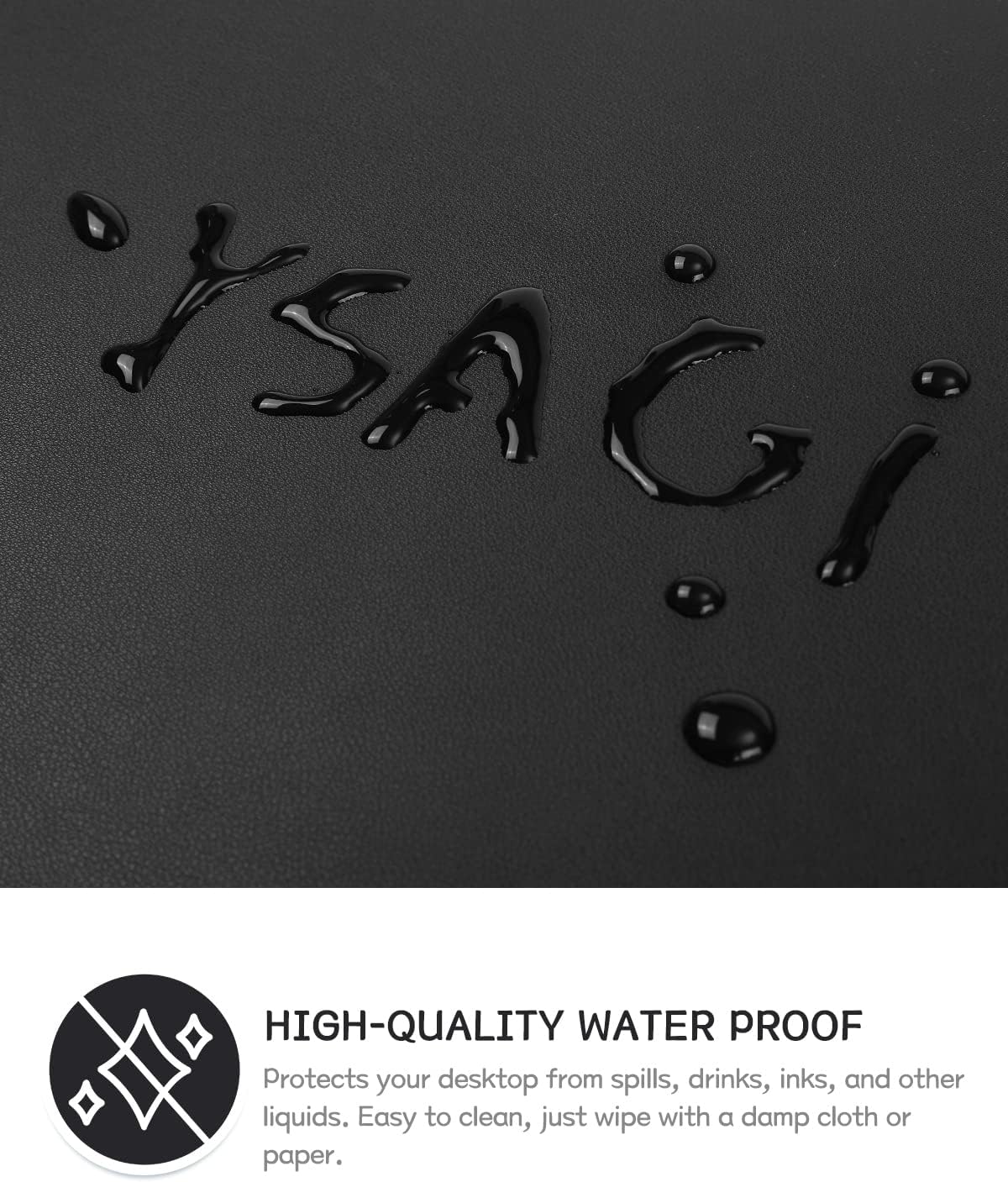 YSAGi Non-Slip Leather Desk Pad XL Size, Waterproof Laptop Computer Desk Keyboard Mat, Table Protector Blotter Mat, Large Mouse Pad for Office/Work/Home/Decor(Black, 47.2" x 23.6")-No Band