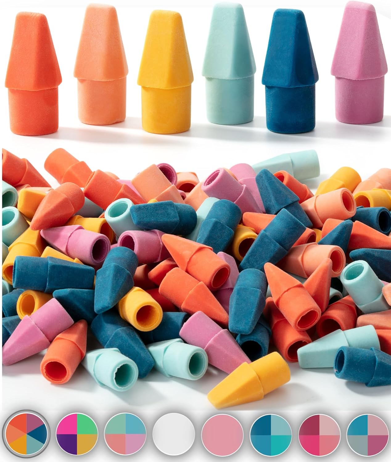 Mr. Pen- Pencil Eraser Toppers, 120 Pack, Vintage Colors, Cap Erasers, Pencil Top Erasers, Eraser Tops