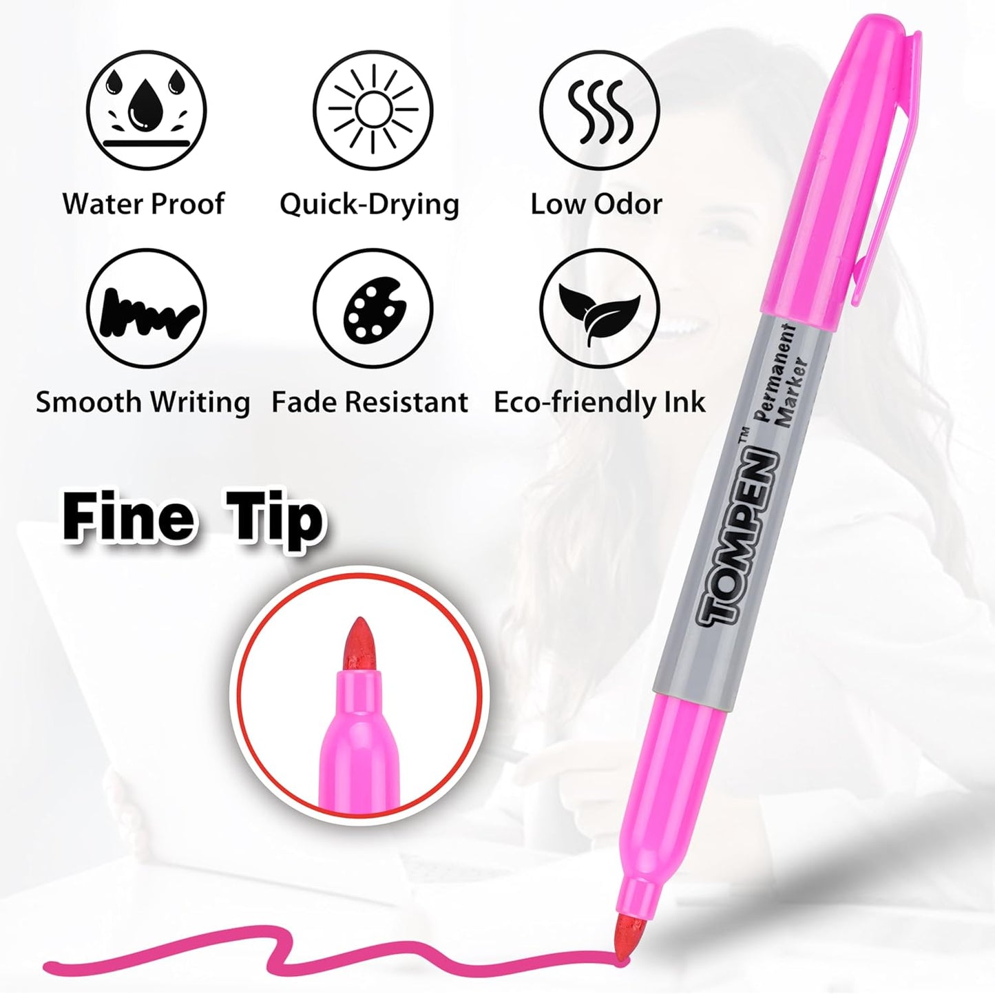 Permanent Markers,Fine Tip,160 Pack Bulk,16 Assorted Multicolor Colors,Waterproof Permanent Marker Pens with Quick Drying on Wood,Plastic,Paper,Metal,Mirror for Office School Classroom Home