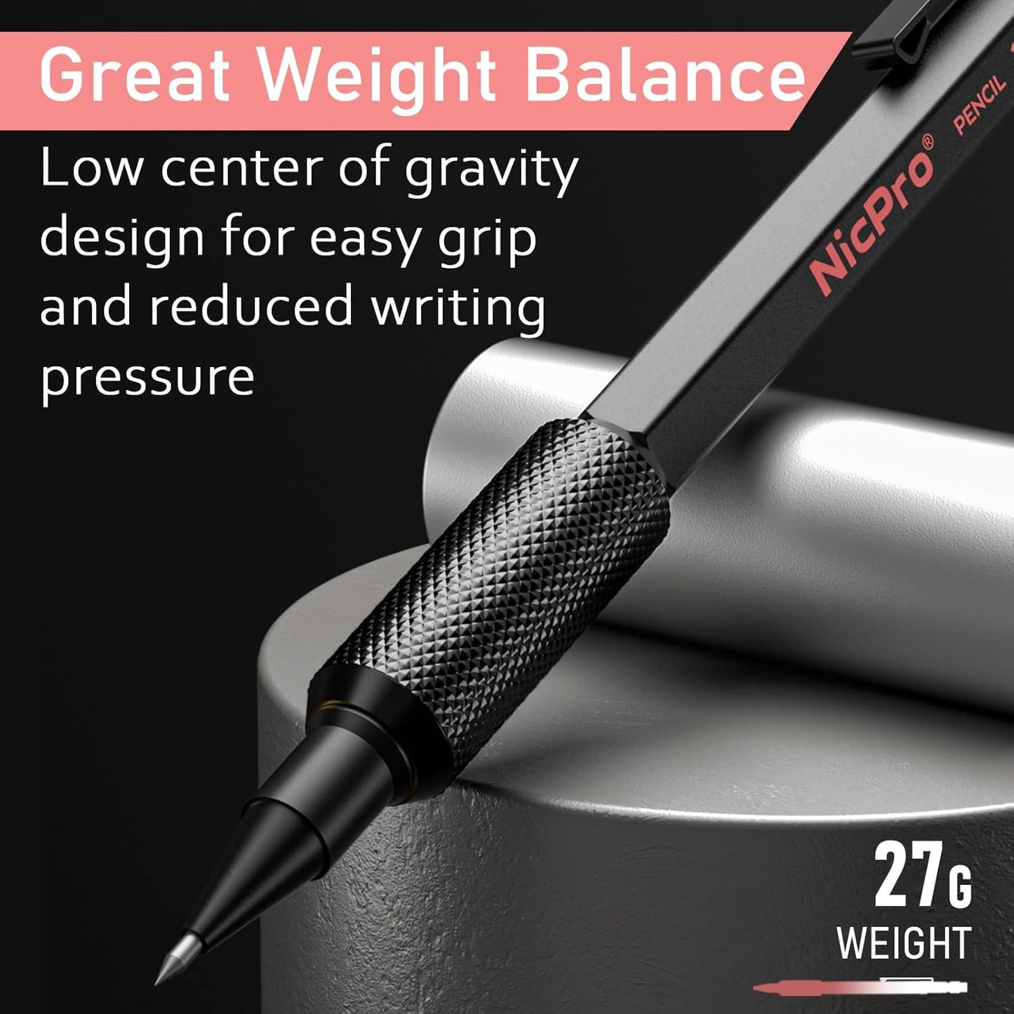 Nicpro Metal Mechanical Pencil Set, 3PCS Art Drafting Pencil 0.5, 0.7, 0.9MM & 2PCS 2MM Mechanical Drawing Pencils with 126 Lead(4B 2B HB 2H 4H Color) Weatherproof Barrel for Writing Sketching Drawing