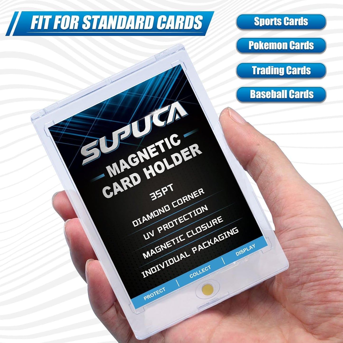 100ct Magnetic Card Holder 35PT, One Touch Card Holder for Trading Card, Card Protectors Hard Plastic, Card Sleeves Display Case for Baseball Card Sports Cards