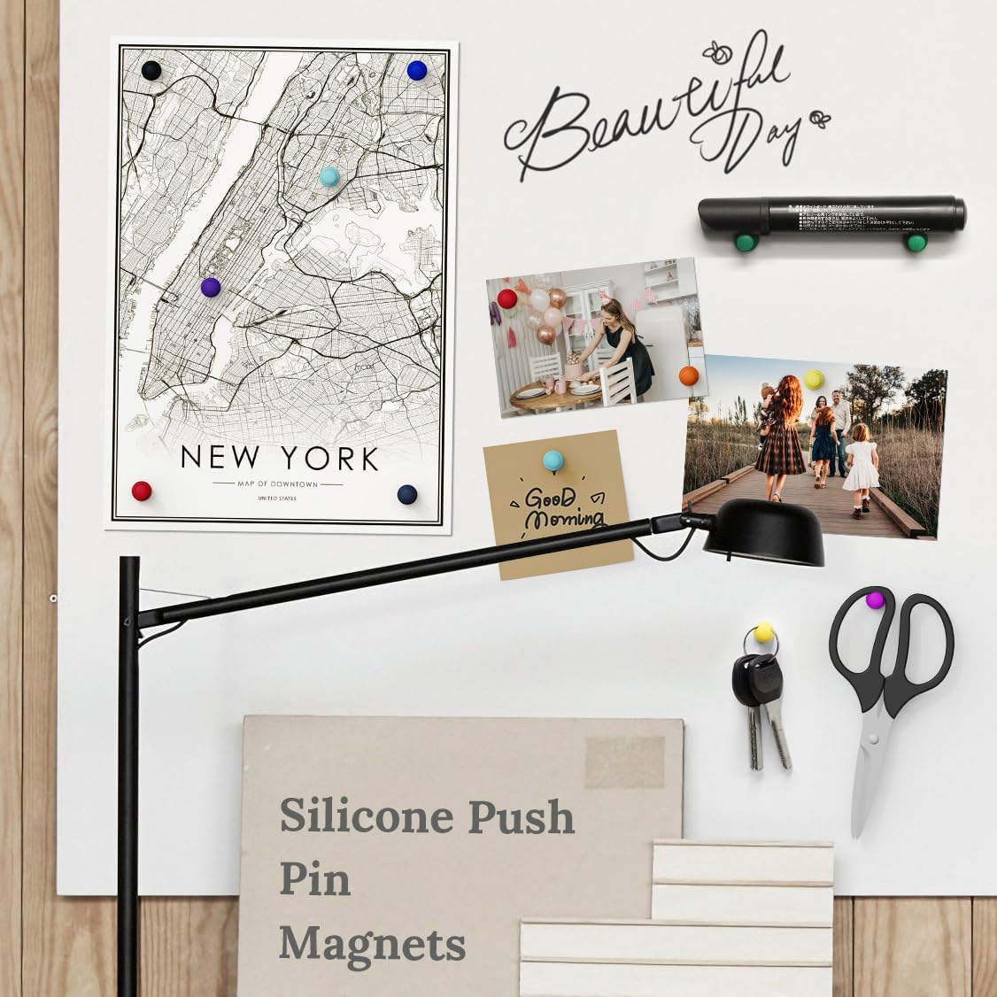 SMART&COOL Silicone Anti Scratch Push Pin Refrigerator Magnets, Thumbtack Magnets for Fridge, Dry Erase Board, Whiteboard, Office, Classroom, School (10 Pack, Multi)