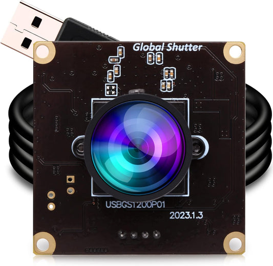 ELP Global Shutter USB Camera Module High Speed with Wide Angle Lens for Computer 1080P Mini UVC USB2.0 Webcam Board High Frame 90fps PC Camera for Laptop (100° no Distortion Lens)