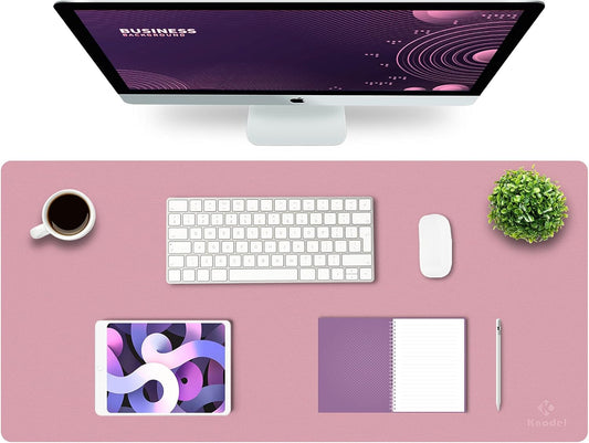K KNODEL Large Office Leather Desk Mat, Mouse and Keyboard Pad, Computer and Laptop Mat, Desktop Protector and Cover, Writing Pad and Blotter (35.4"x17", Purple)
