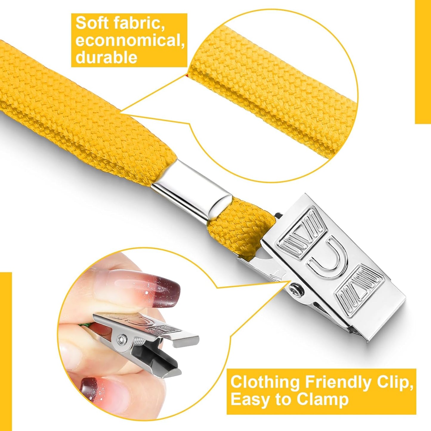 Marspark 50 Sets Clear Name Tags with Lanyard, Lanyards for ID Badges Reusable Strap with ID Holder Plastic Name Badges for Adults Business School Church Conference (Yellow)