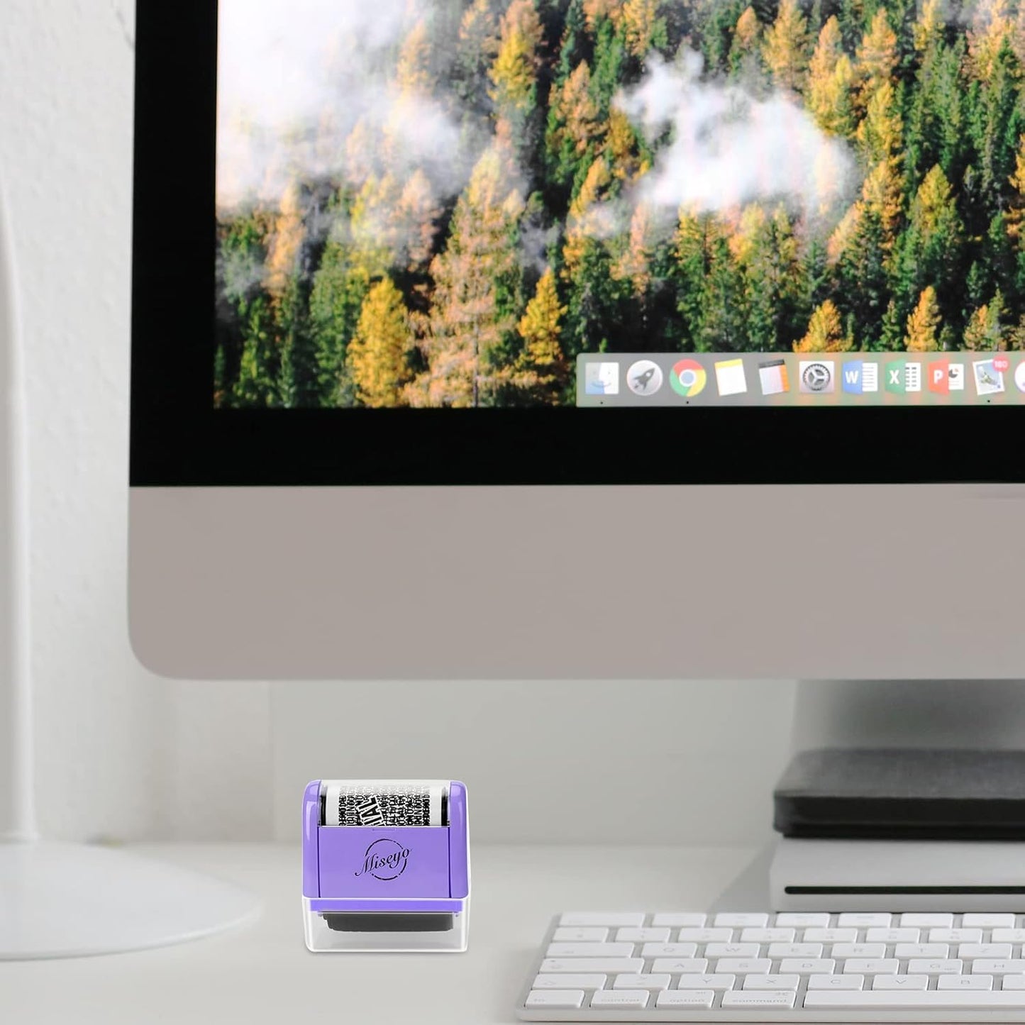 Miseyo Identity Theft Protection Roller Stamp Set - Purple (6 Refill Ink Incleded)