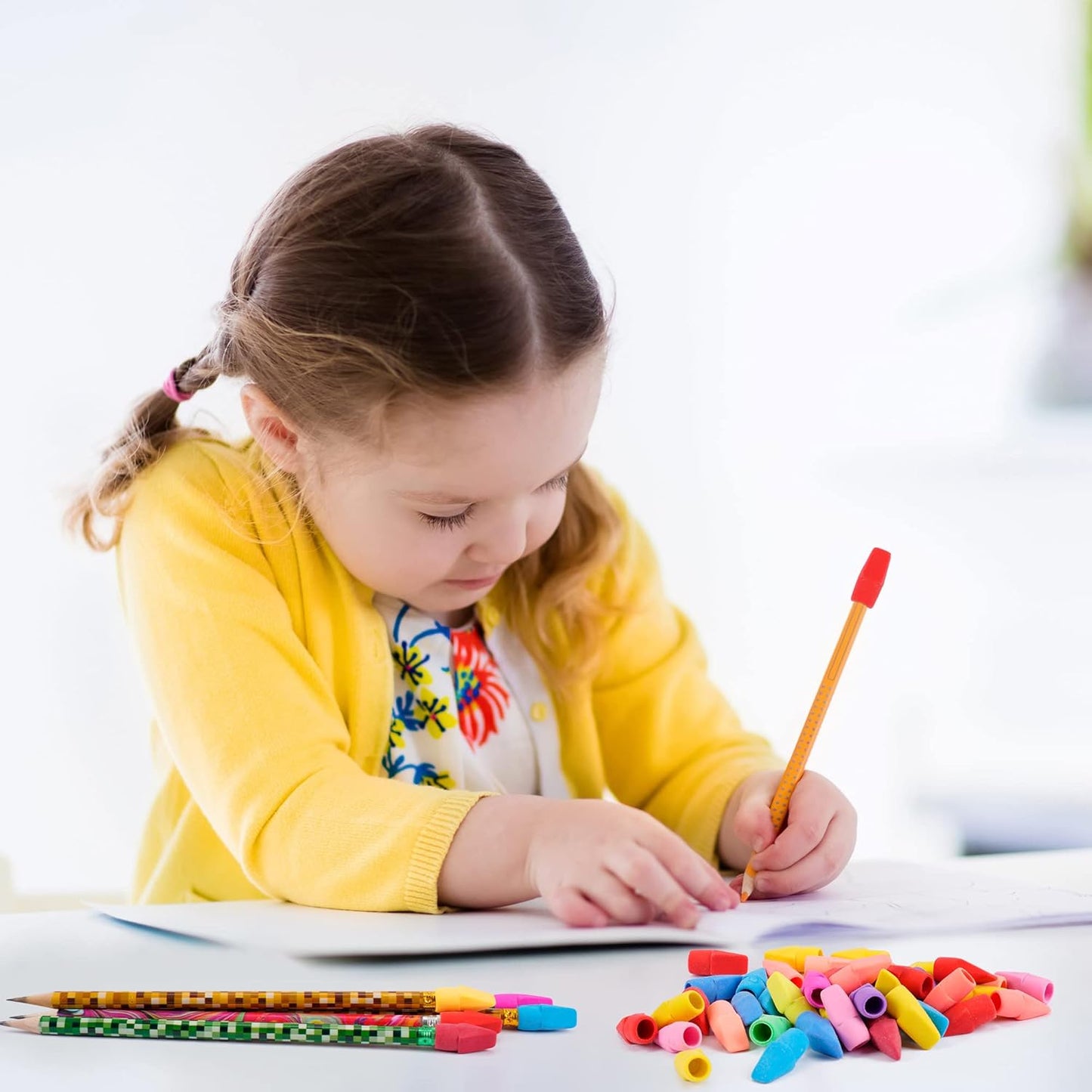 500 Pack Pencil Eraser Caps Pastel Colors Latex Free Pencil Pencil Eraser Toppers Arrowhead Caps Erasers for School Supplies,Deep Color