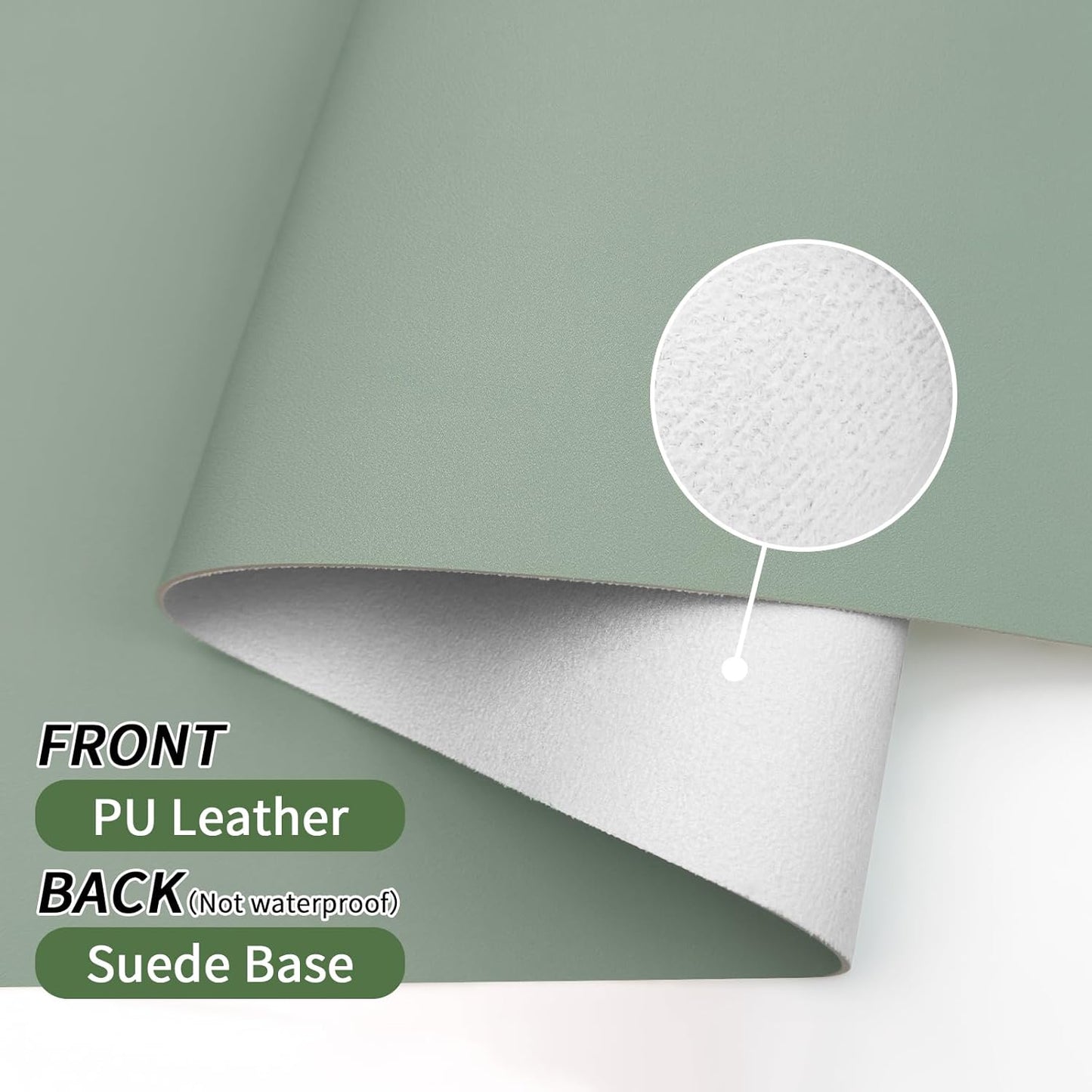 Bloss Leather Desk Mat, Large Mouse Pad, Non-Slip Desk Protector Mat, Leather Desk Blotter, Waterproof Desk Pad for Office Home Decor/Grey Green(31.5×15.7 Inches)