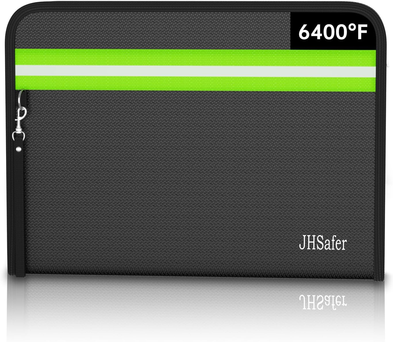 6400℉ Fireproof Document Bag,15” X 11” Waterproof Fireproof Money Bag with Zipper,12 Layers Insulated Fireproof Safe Bag with Reflective Strip for Documents,Passports,Cash,Valuables