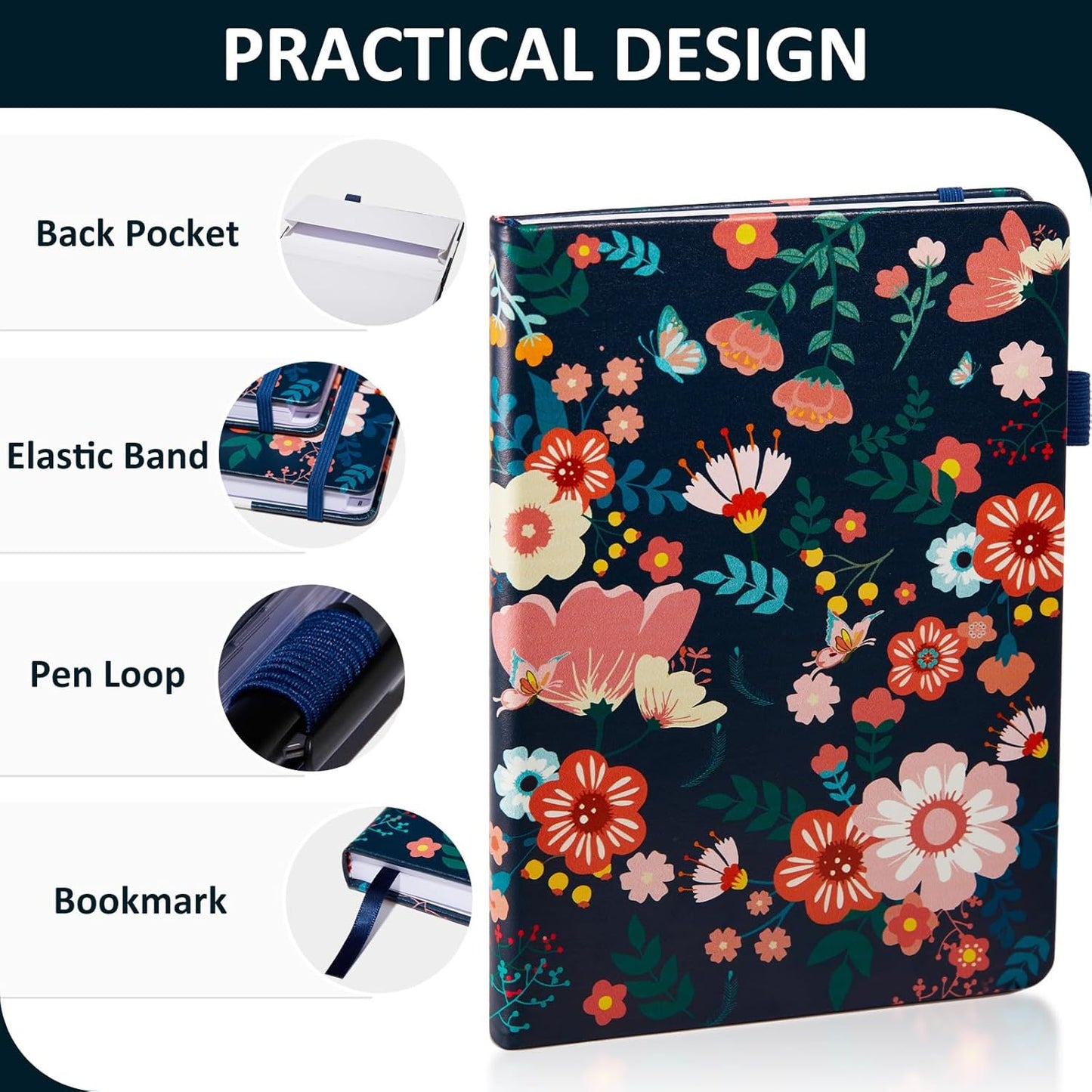 Password Book with Individual Alphabetical Tabs Laminated, Large Print Password Keeper Book for Seniors, A5 Hardcover Internet Password Log Book to Record Website Login Details - Floral