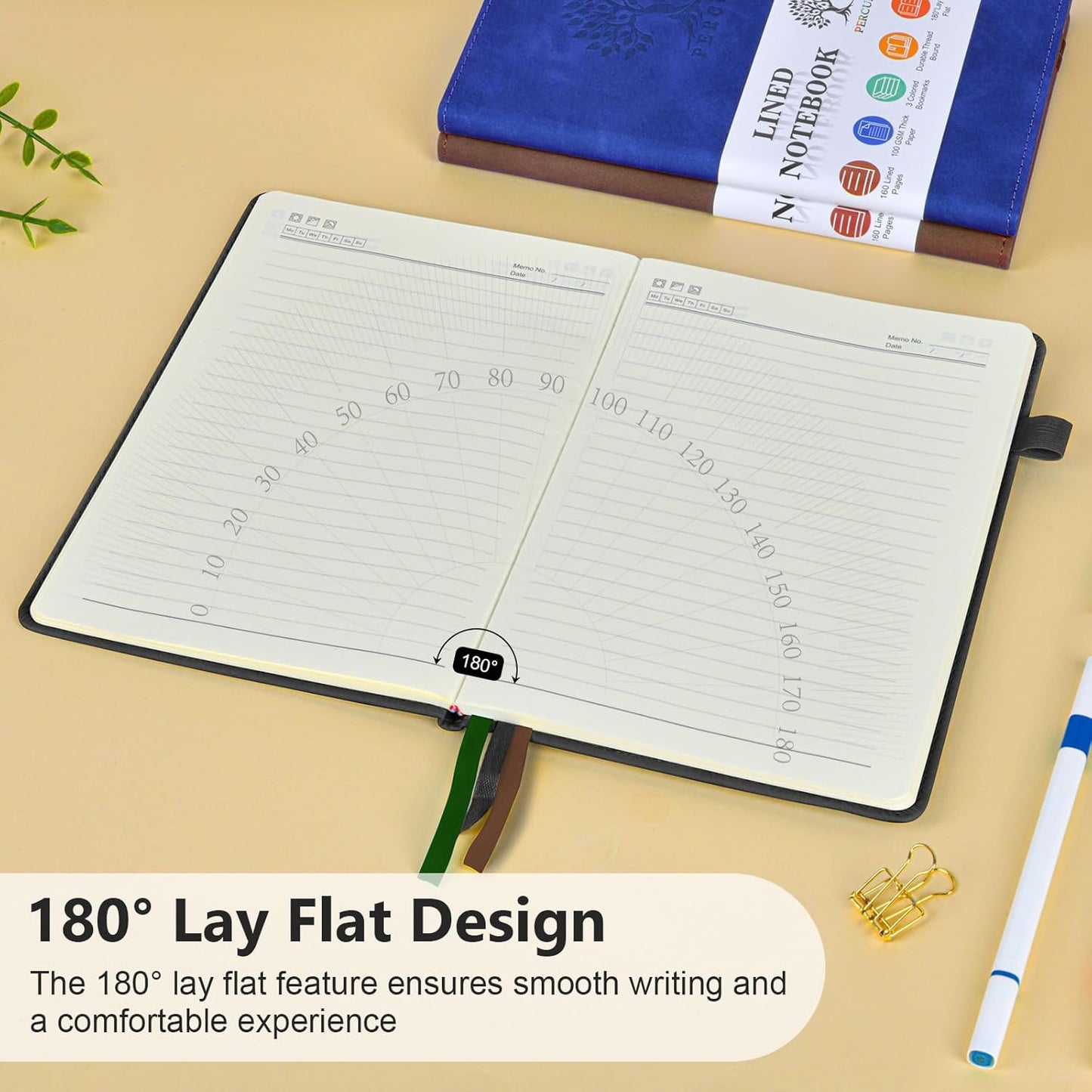 Lined Journal Notebook for Men & Women, 160 Pages College Ruled Journal for Writing, A5 Hardcover Leather Notebooks for Work, School, Business, Travel, Daily Diary 5.9" x 8.5" - Black