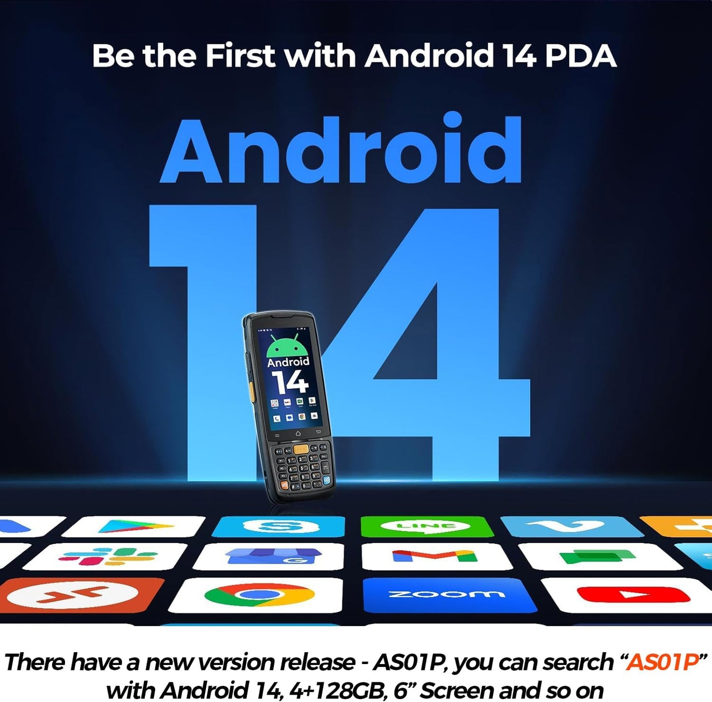 MUNBYN Android Barcode Scanner MC005, Android 14, 4GB+64GB PDA Handheld, Equipped with HS7 1D & 2D Bar Code Scan Engine, 4-inch Touchscreen, 5000mAh Mobile Scanner for Inventory Warehouse