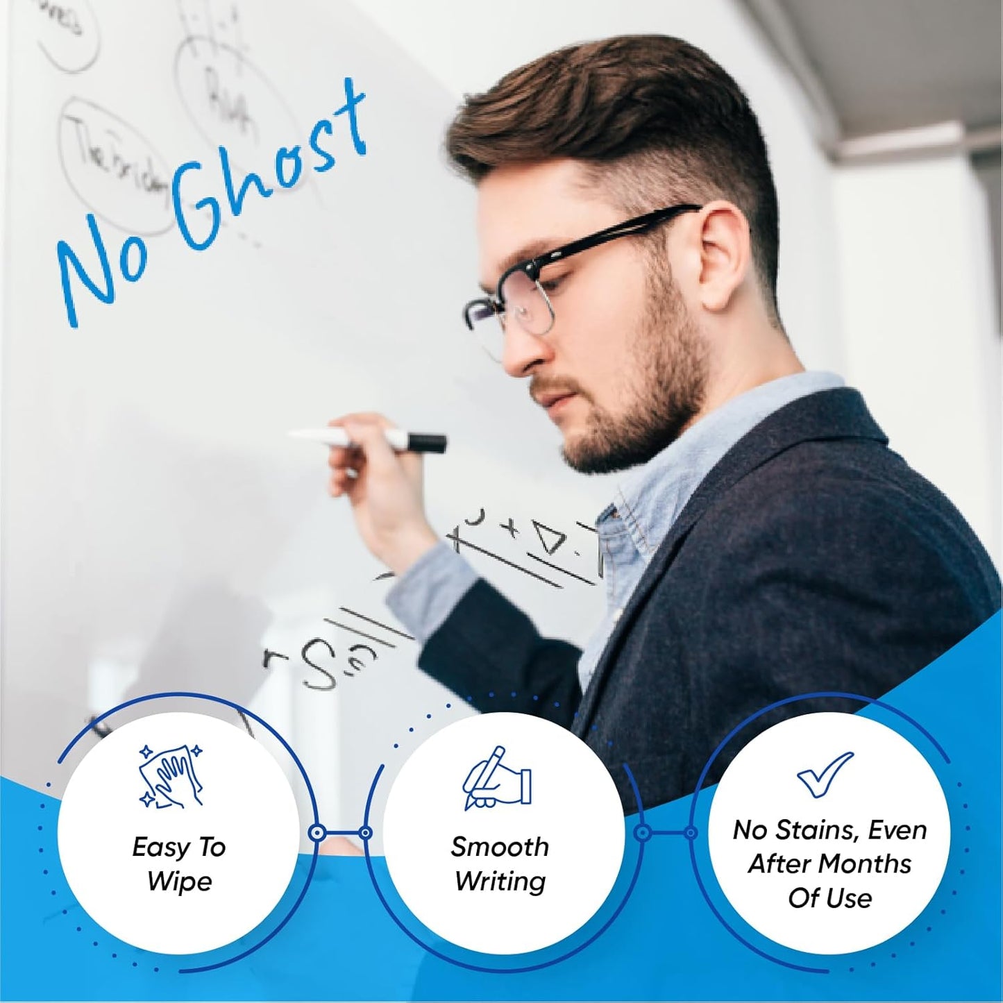 Dry Erase Whiteboard Film Surface 80" x 24" for Walls, Doors Tables Chalkboards Whiteboards No Ghosting Peel and Stick White Board Sticker, Stain-Proof Self-Adhesive Whiteboard Paper