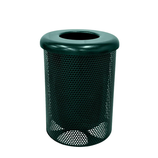 RFT-P-DGRN Heavy Duty Round Trash Receptacle with Flat Top, Liner Included, 32 Gallon, Dark Green, Made in America
