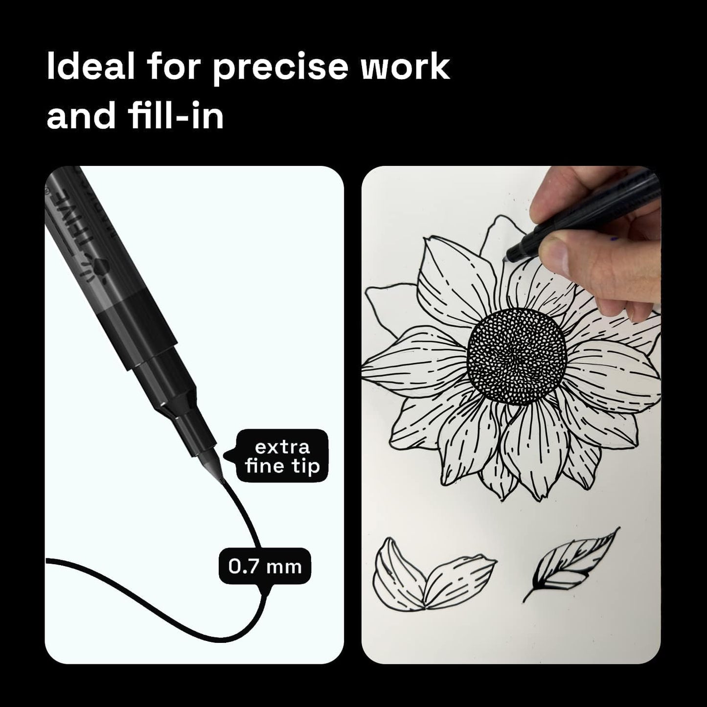 Black Marker Paint Pens - 6 Pack Acrylic Black Permanent Marker, 0.7mm Extra Fine Tip Paint Pen for Art projects, Drawing, Rock Painting, Stone, Ceramic, Glass, Wood, Plastic, Metal, Canvas DIY Crafts