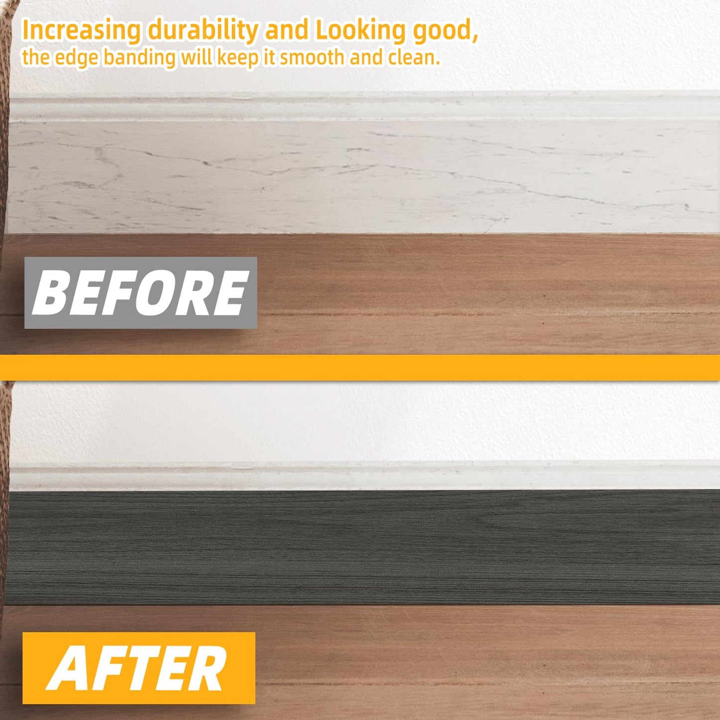 GSCIT Club Dark Walnut Wallpaper, 2.4 inch X 15ft Self Adhesive Wood Grain Repair Tape Dark Walnut Repair Patch for Tables, Chairs, Baseboards, Doors, Windows, Floors, Handicraft DIY.