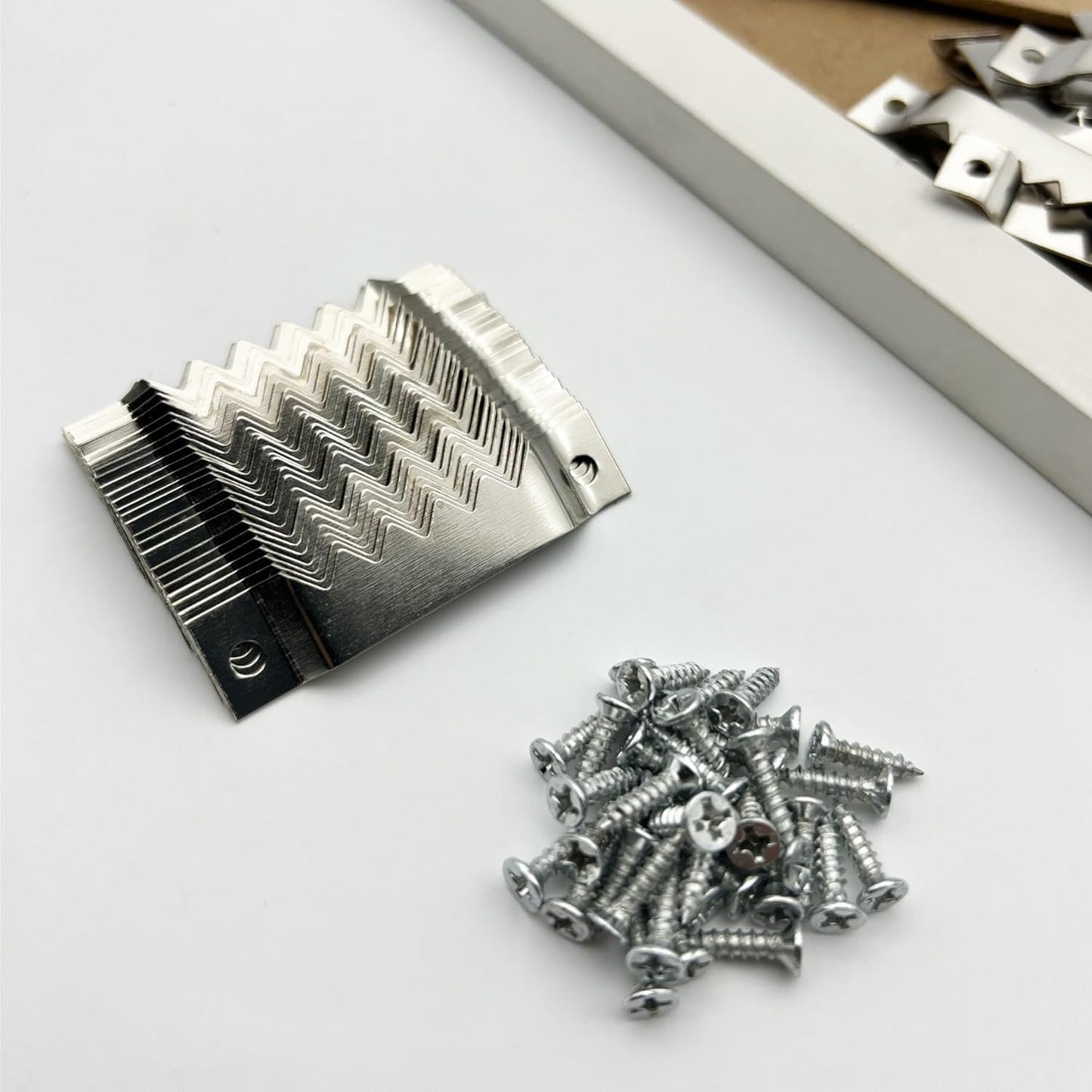 50 Pack Large Sawtooth Picture Hangers Steel Picture Hangers Picture Frames Hangers with Screws Picture Hang Solutions, for Hanging Clock Paintings Artwork Picture Frame Hook Photos (Silver)