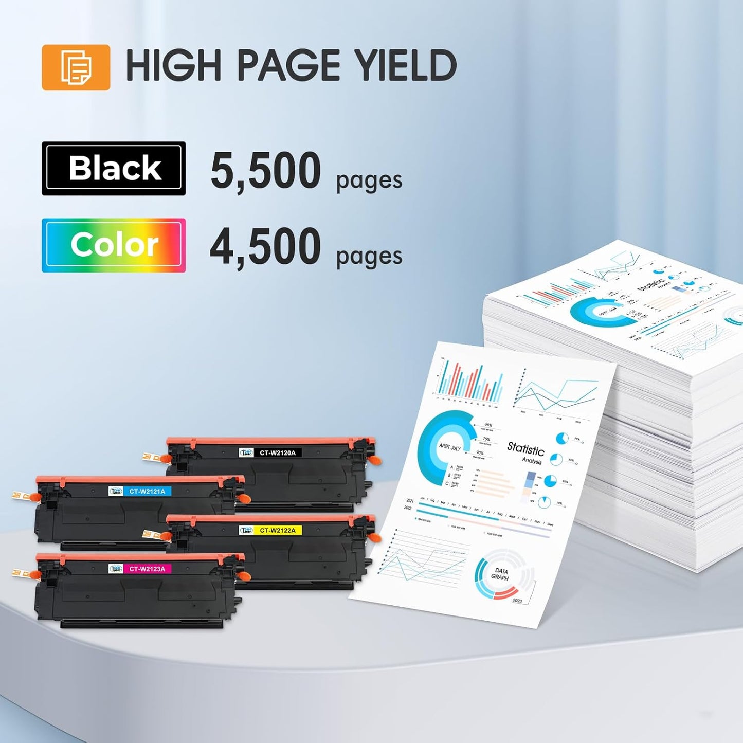 212A 212X Toner Cartridges 4 Pack Compatible for HP 212A 212X W2120A W2120X (with Chip) for Color Laserjet Enterprise M555dn M554dn M555x M554 M555 MFP M578 Series Printer Ink (New Version-BK/C/Y/M)