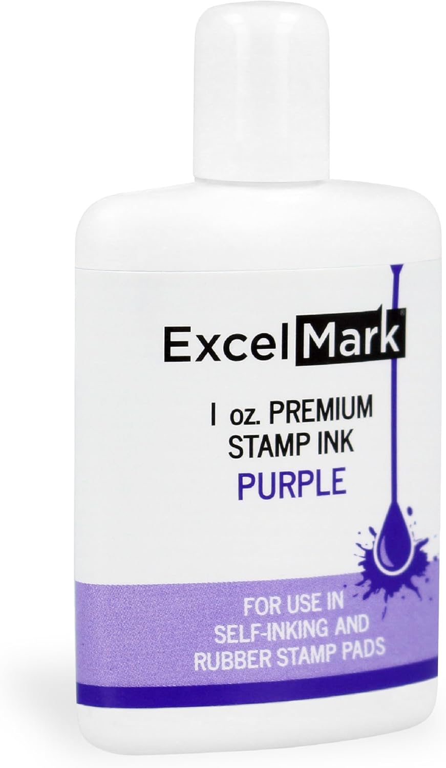 ExcelMark Premium Self-Inking Stamp Refill Ink - 1 oz. (Purple)