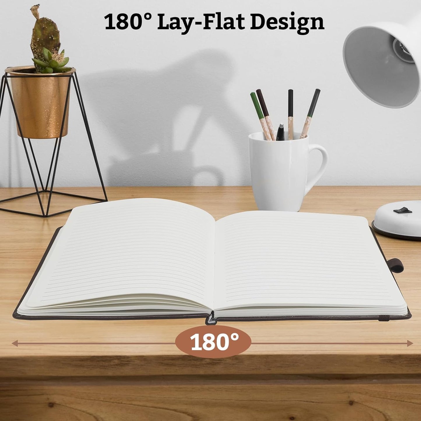 2Pack Lined Hardcover Journal Notebook, A5 192 Pages 100Gsm Thick Paper College Ruled for School,Note Taking,Work,Diary，5.7"*8.3",Brown