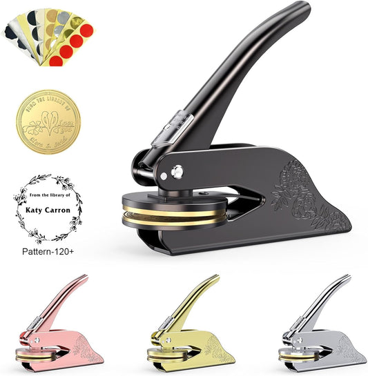 Book Embosser Personalized Custom Embosser Stamp Your Own Text or Logo Design for Books Business Cards Paper Documents Notebooks etc.