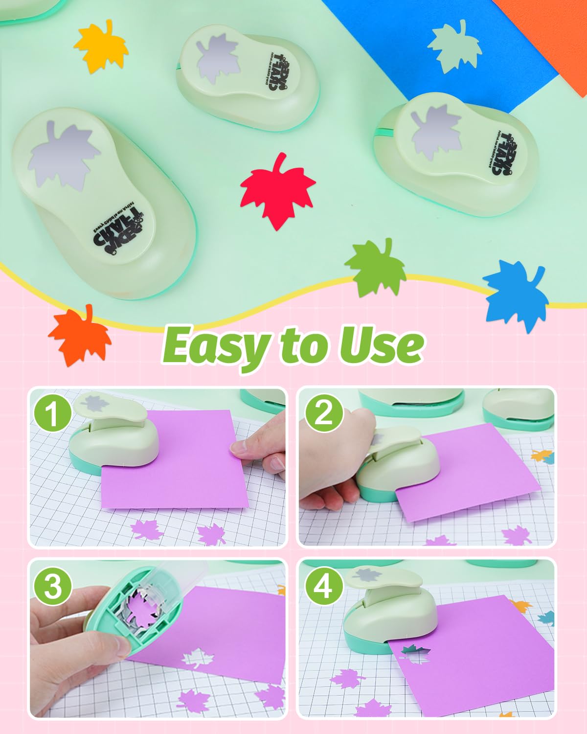 UCEC Craft Paper Punch, Maple Leaf Punch Set 3pcs 3/8" 5/8" 1" Inch Hole Punch for Paper Crafting, Scrapbooking, DIY Projects, Hollywood Decoration