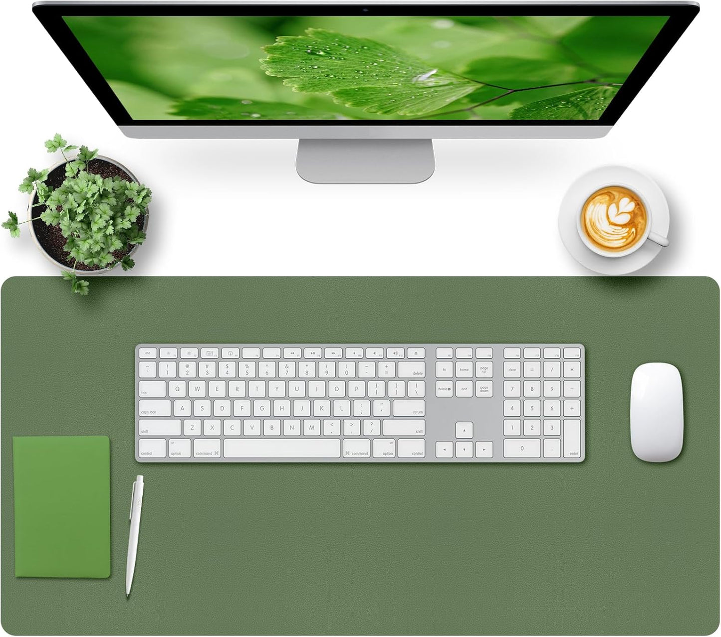 Bloss Green Desk Mat, Desk Matt for Desktop, Large Leather Desk Pad, Desk Pad Mat Waterproof, Computer Mat for Office/Home/Decor/Desk Protector(31.5 x 15.7 Inches)