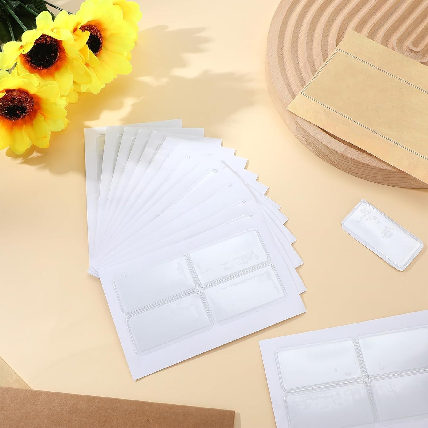 Jeyiour 200 Pcs Label Holders Adhesive Nameplate Pockets Storage Bin Labels Index Card Holder Shelf Plastic Peel Stick for Classroom Supermarket Bookshelf Library Student Box Drawer (2 x 1 Inch)