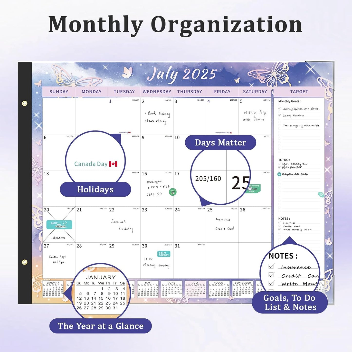 Ospelelf Desk Calendar 2025-2026 Large 22"x17" Monthly Family Planner Pad with Protective Cover 18 Months July 2025 to December 2026 Diversified