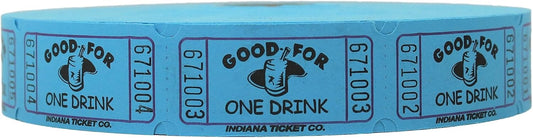 INDIANA TICKET CO. Blue Drink Roll Tickets, 2000 per Roll, Single Roll, 1x2 Tickets Admission, Events, Fundraisers & Prizes