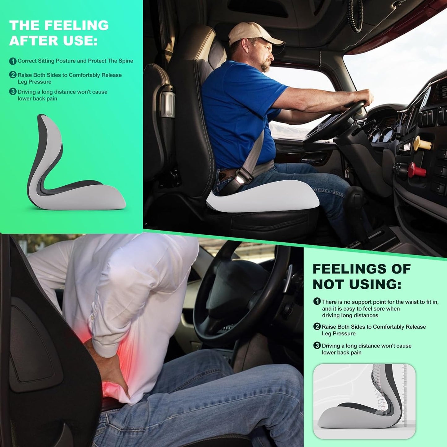 Buttocks Cushion for Office Chair Memory Foam Seat Pad for Butt Support Tailbone Relief Ergonomic Chair Cushion for Home Car Travel or Work (Double Gray)