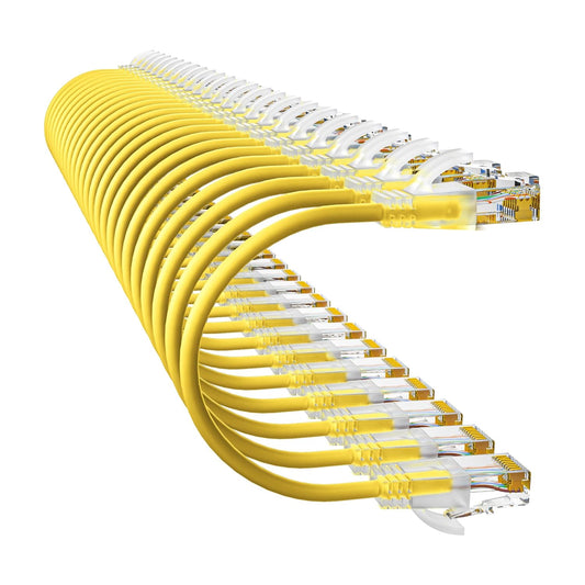 Cat6a Patch Cables 3ft (24 Pack) Slim, Cat6 Ethernet Patch Cable Pure Copper, Flexible Cat 6 Patch Cable 550MHZ 10G, Space-Saving Cat 6A Network Cables for Patch Panel, Yellow