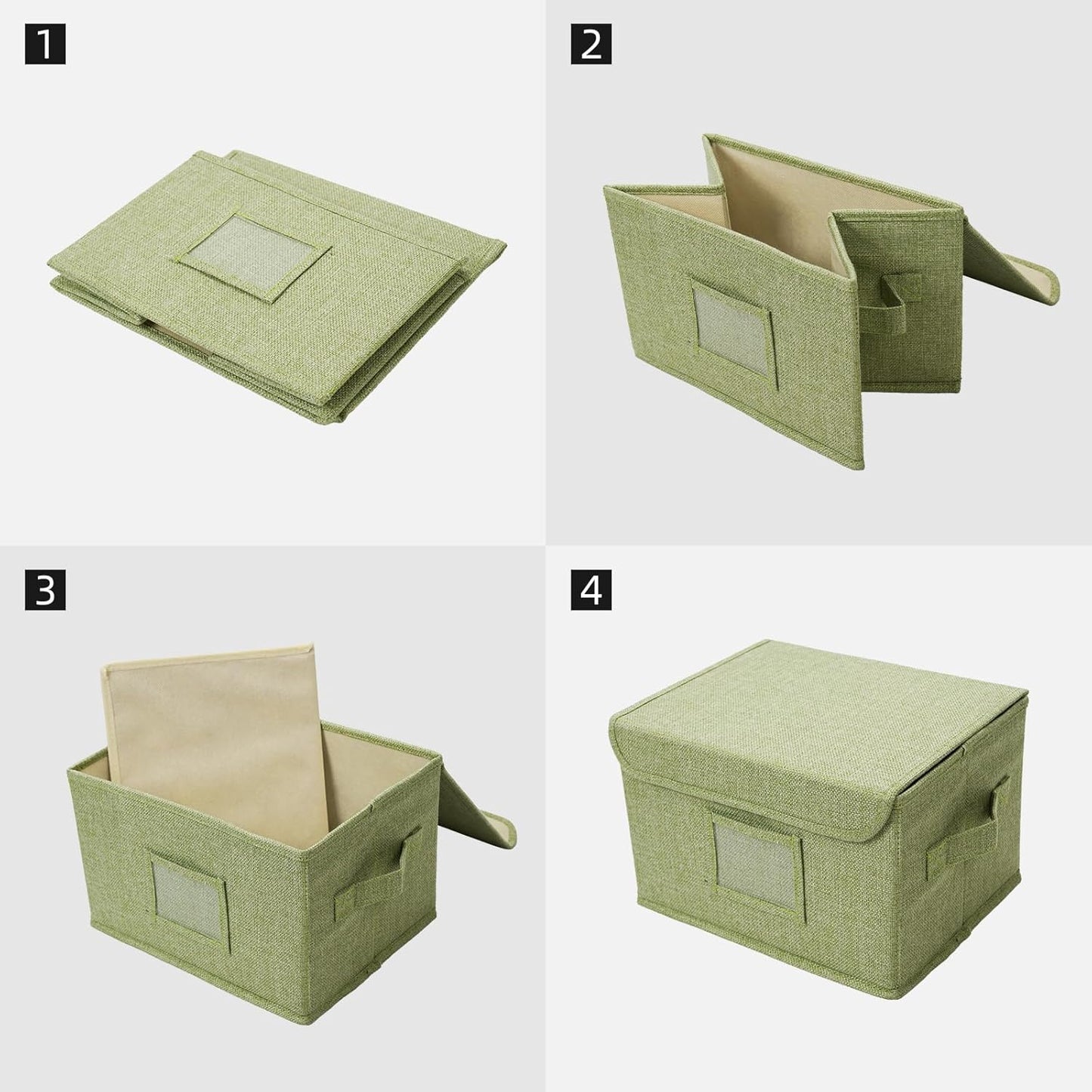 Vienrose Greeting Card Organizer Storage Box with 20 Removable Dividers, 84 Self-stick Labels, Perfect for Photos, Envelopes, Scrapbooking, Paper, Stickers Holder 2 Pack Grass Green