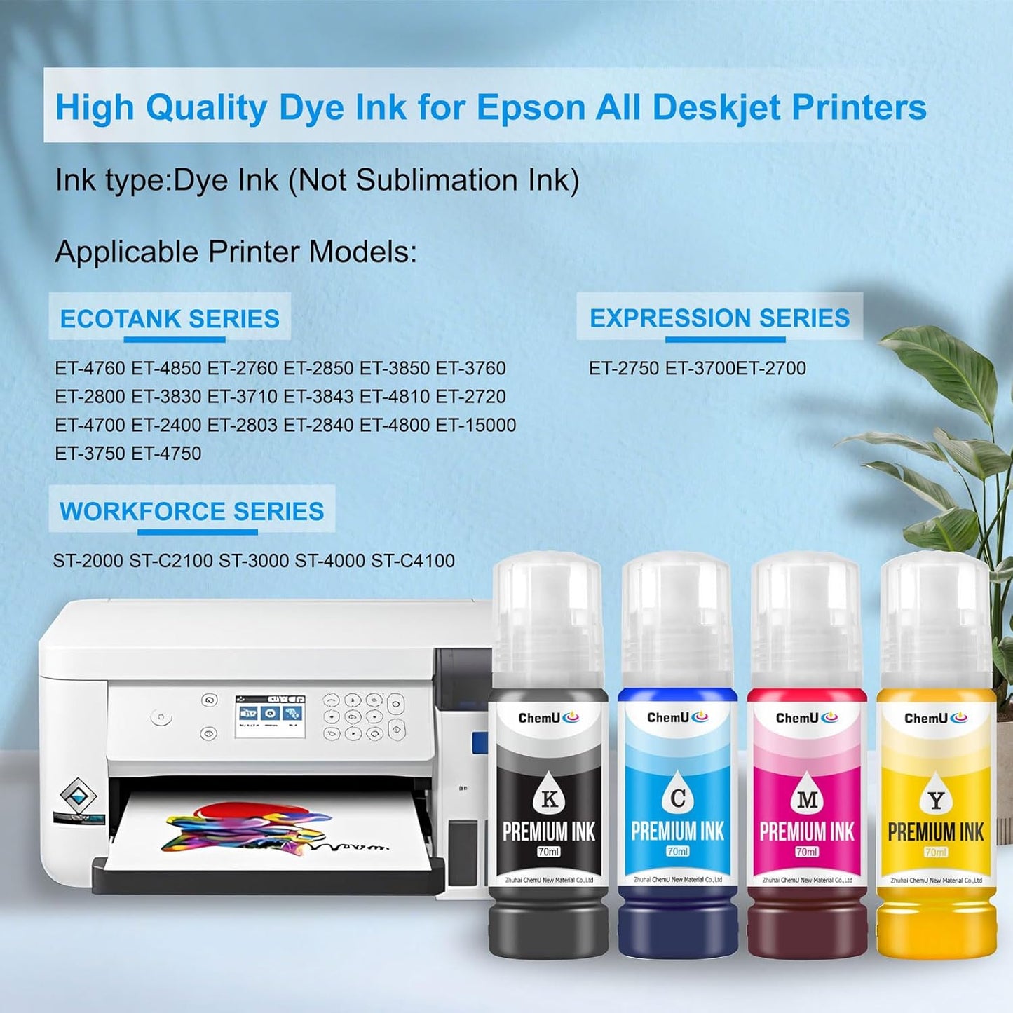 Compatible 522 Ink Refill Bottles for ET-2800 ET-2803 ET-2400 ET-2840 ET-4800 ET-4850 ET-4700 ET-4760 ET-4810 ET-2720 ET-3850 ET-15000 Inkjet Printers High Yield, Smooth Flow(Not Subli)