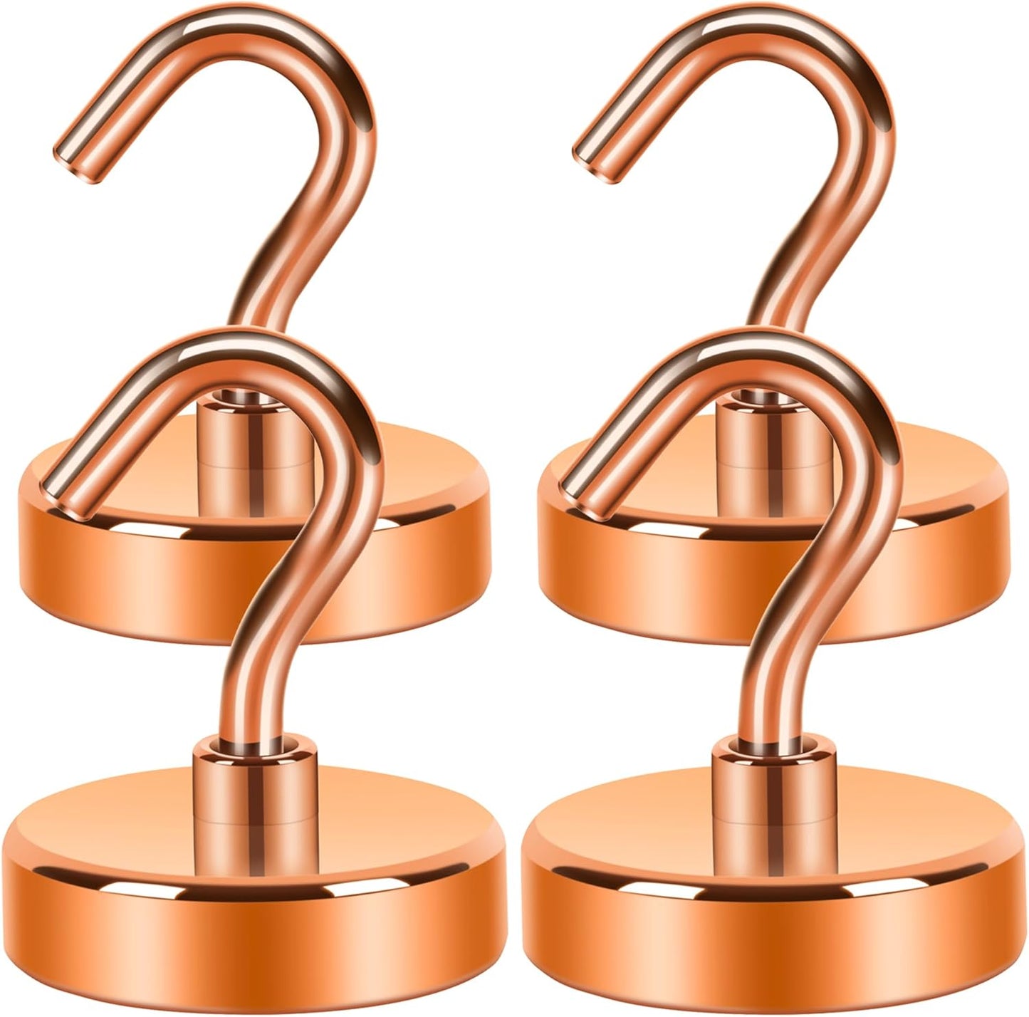 Neosmuk Magnetic Hooks Heavy Duty,Strong Magnet with Hook for Fridge, Super Neodymium Extra Strength Industrial Hooks for Hanging, Magnetic Hanger for Toolbox, Cruise, Grill(Bronze,4 Pack)