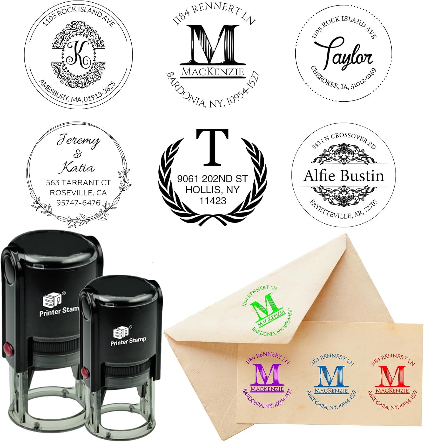 EAQ Custom Stamp Self Inking Return Address Stamp, Personalized Stamp with Text Logo | Business Logo Stamp | Address Stamp | Wedding Stamp