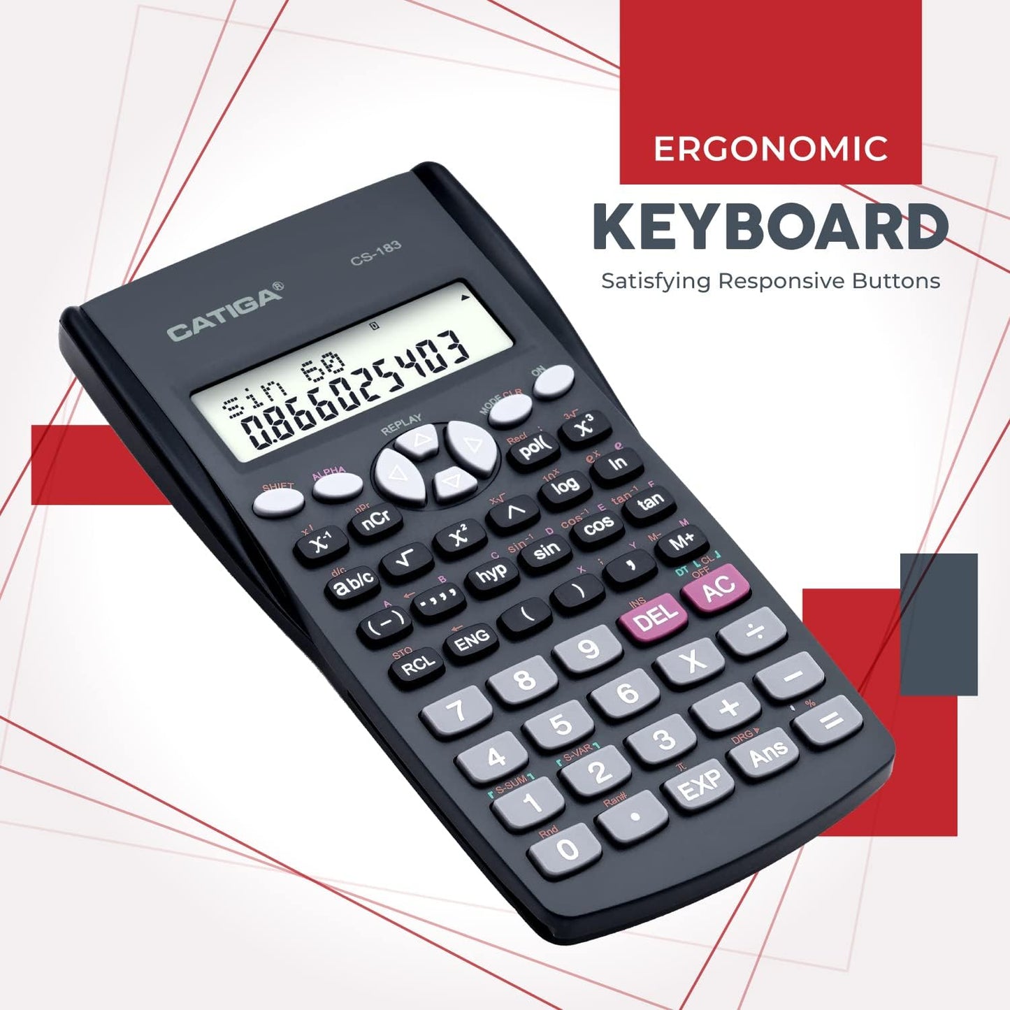 Scientific Calculator 2 Line - for Math (Algebra and Trigonometry), Science, Statistics, Engineering, Physics, Business Class, Over 200 Functions, with Memory and Replay Function