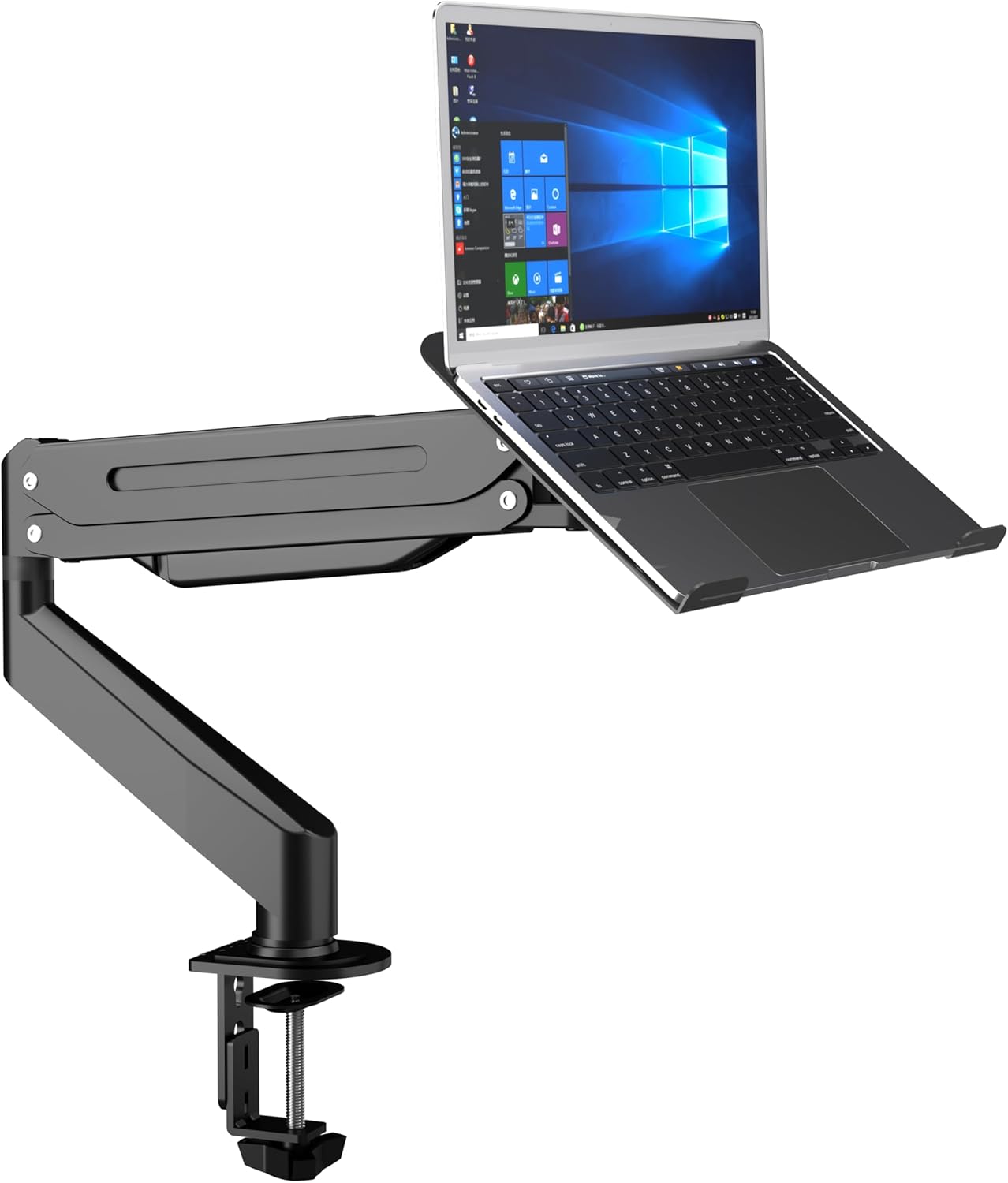 suptek Laptop Desk Mount,Fully Adjustable Monitor and Laptop Mount Stand for 11-17 Inch Notebook and 17-32 inch Monitor Screen,Holds 22lbs with Vented Tray
