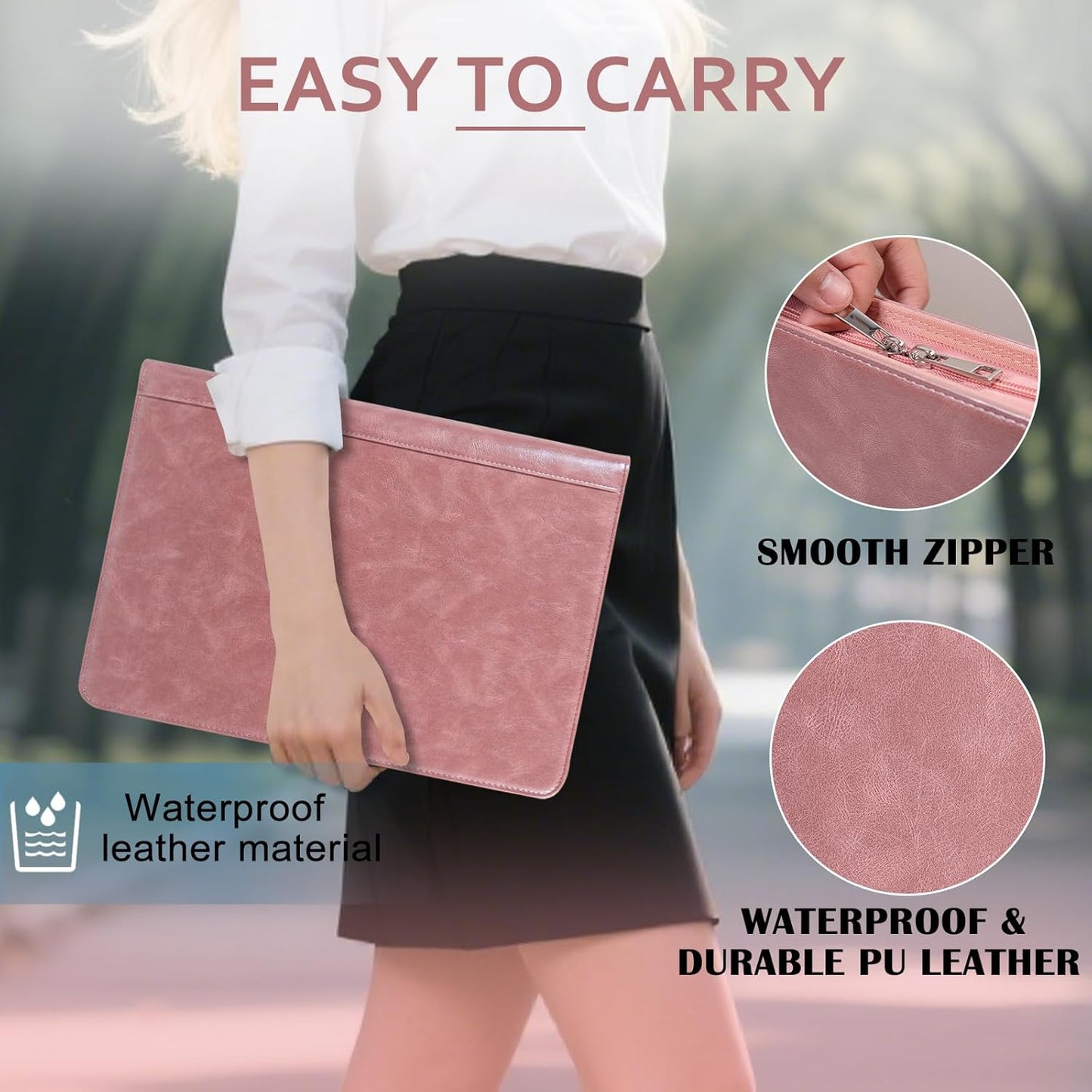 Calfinder Personalized Padfolios Portfolio Binder,3 Ring Leather Binder with Zipper,Professional Padfolios for Women&Men, Business Portfolio Organizer for Resume, Leather Folder for Ipad