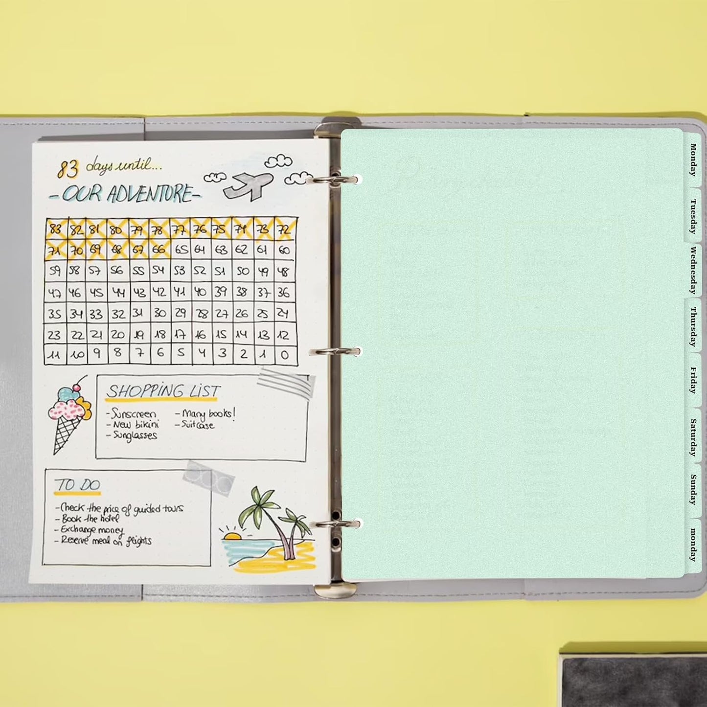 3 Ring Green Binder Dividers with 8-Tabs, A4 Binder Dividers, Sturdy Plastic Divider, Suitable for Notebooks and Binders, Tabs for Binder, 3 Hole Punch (Green,A4)