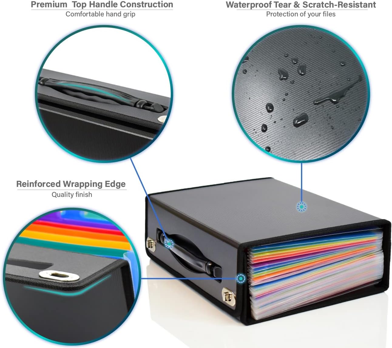 CNK Accordion File Folders with 36 Pockets Organizer for Document Paper Storage Folder Documents Expanding Binder Folio Pocket Receipt Filing Expandable Files Dividers Labels Letter Durable Handle