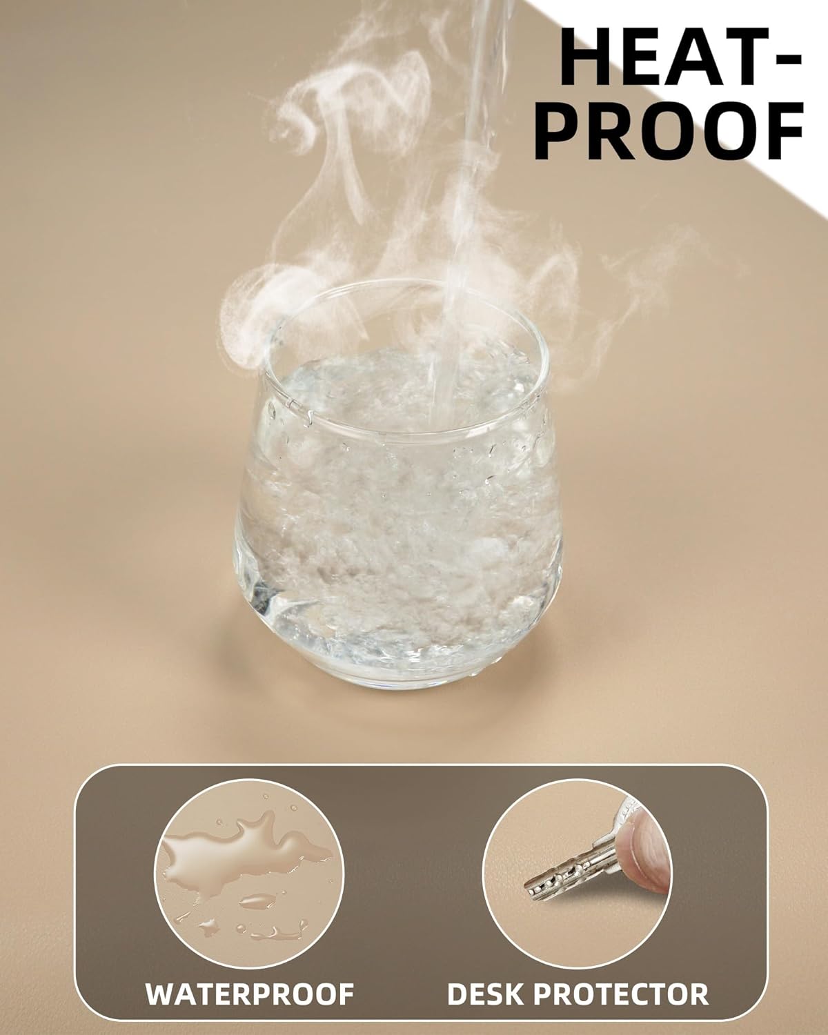 Leather Desk Pad Protector, Mouse Pad, Office Desk Mat, Non-Slip PU Leather Desk Blotter, Laptop Desk Pad, Waterproof Desk Writing Pad for Office and Home (Beige, 31.5" x 15.7")