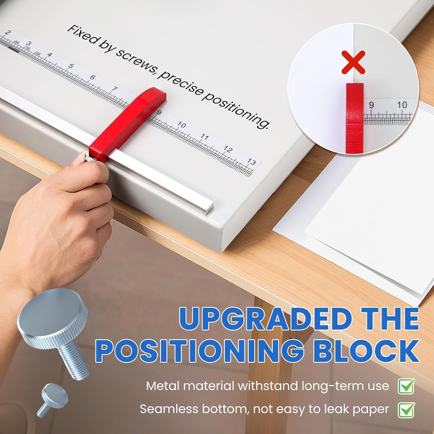 Mxmoonant Manual Creasing Machine 18’’ with Positioning Blocks, Imperial Scale, 70-450g Thickness Paper Creaser, Paper Folding Machine for Business Cards, Invitations, DIY Crafts, Brochures, Covers