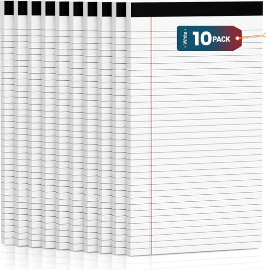Note Pads 8.5"x 14", 10 Pack Legal Pads 8.5 x 14 White, Notepads 8.5 x 14 Wide Ruled Legal Pad, Micro Perforated Lined Writing Pads, 30 Sheets Per Note Pad, Legal Notepads for Work/School/Office