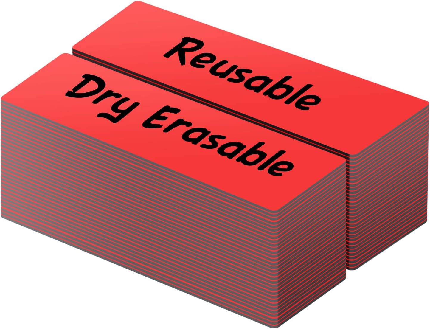 LLPT Dry Erase Magnetic Labels 0.5" x 2" 50 Packs Blank Writable Magnet Stickers Reusable for Refrigerator Shelf Whiteboard Toolbox Craft and Other Metallic Surfaces Red (DML0520RD)