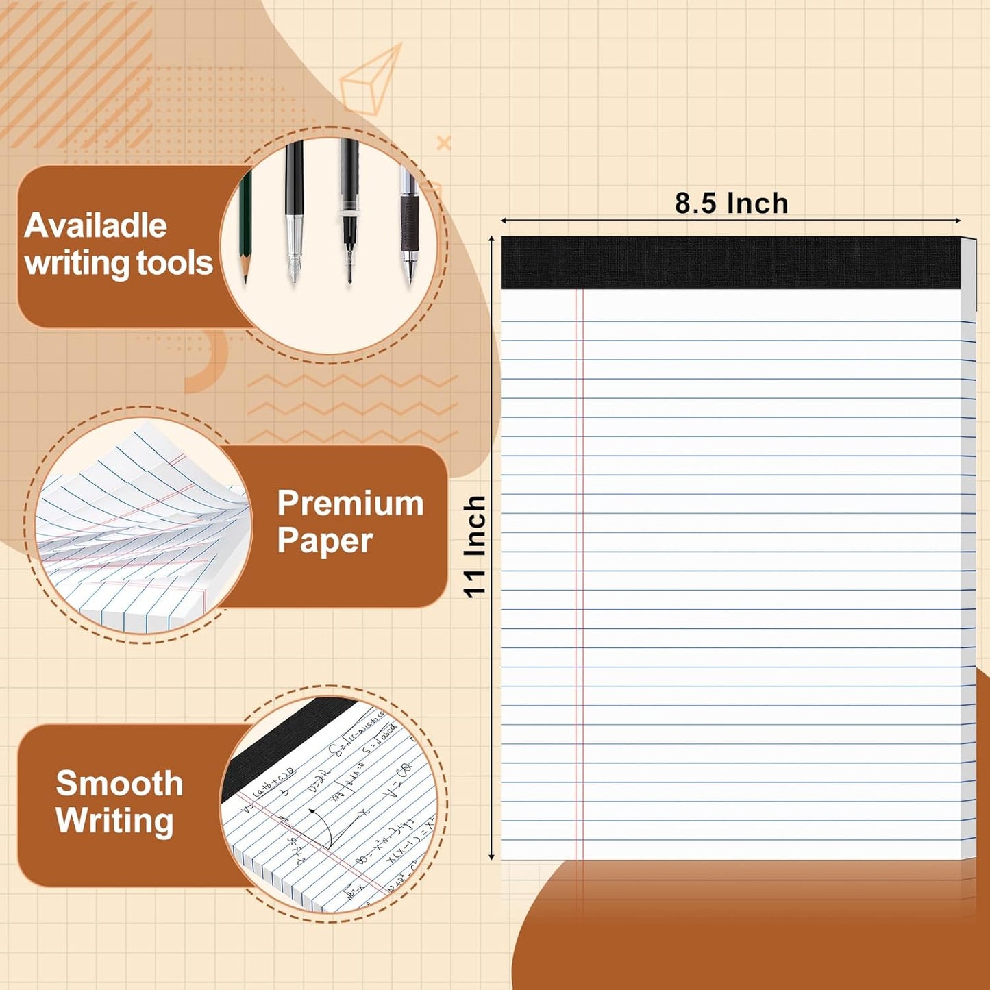 Legal Pads 8.5 X11, Narrow Ruled Notepads, 2 Pack, 50 Sheet/Pad, White Legal Pads, Tear Off Notepad, Perforated Writing Pad, Notebook Paper College Ruled, Notepads for Office Home School, Notepad