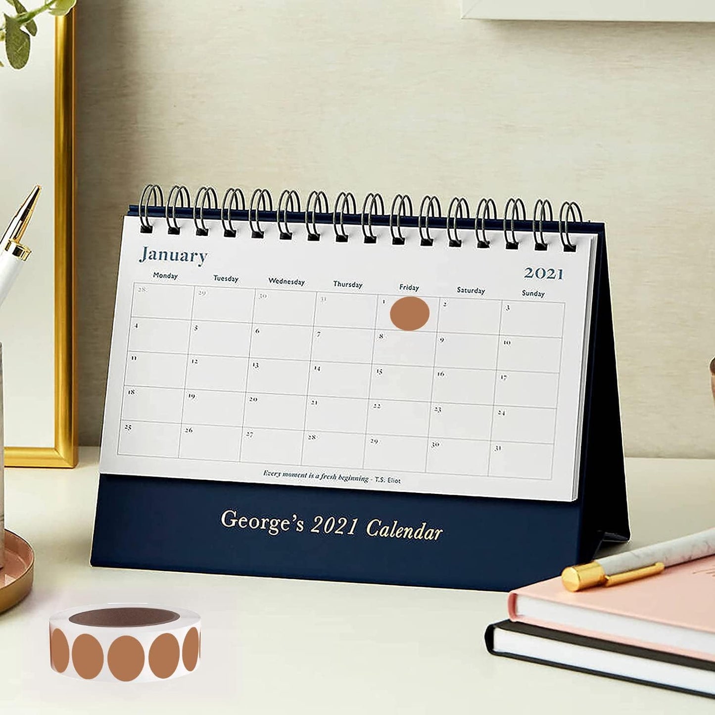 SHYGO® 1“ Brown Circle Dot Stickers Color Coding Labels, 1000PCS 2 Rolls