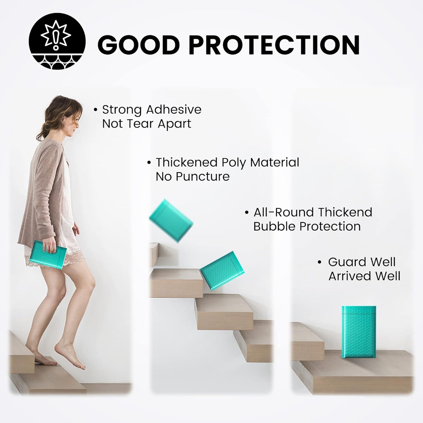 Fuxury Teal Bubble Mailers 4x8" 4000 Pack, Waterproof Padded Envelopes Self Seal Bubble Envelopes, Padded Mailers for Small Business, Envelope Mailers Usable Size 4x7"